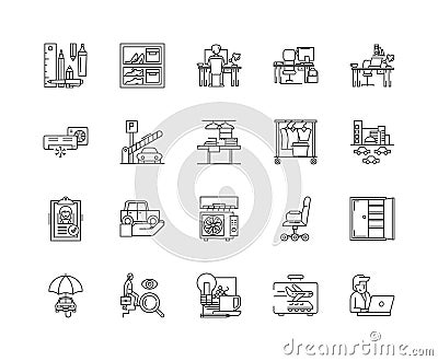 Business accomodation line icons, linear signs, vector set, outline concept illustration Vector Illustration