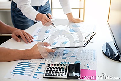 Business accountant banking, business partner offering calculate Stock Photo