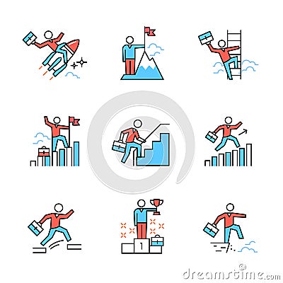 Business achievement and leadership metaphors Vector Illustration