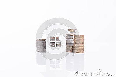 Business advertisement family home concept and growing pile coin Stock Photo