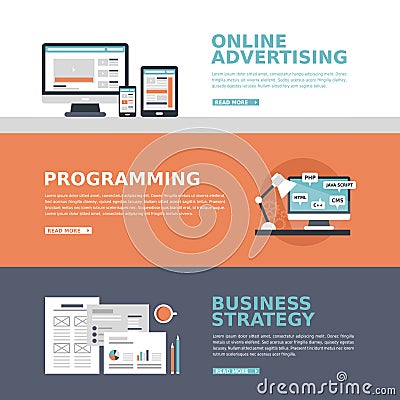 Business advertising banner in flat design Vector Illustration