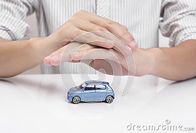 Business agent hand in gesture of protection car accident. Stock Photo