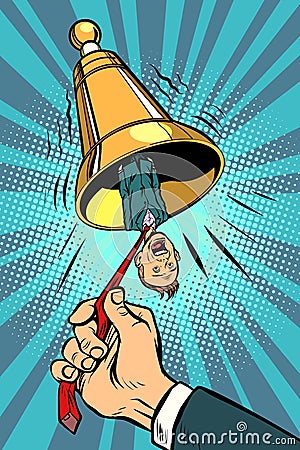 Business alarm concept. hand ringing the bell Vector Illustration