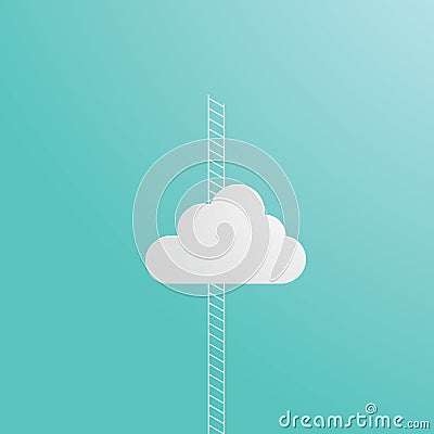 Business ambition concept vector with corporate ladder climbing through cloud. Vector Illustration