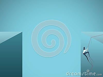 Business ambition and motivation concept. Never give up, determination, aspiration and leadership symbol. Woman climbing Vector Illustration