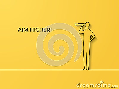 Business ambition and motivation vector concept with businessman and telescope. Symbol of leadership, success Vector Illustration