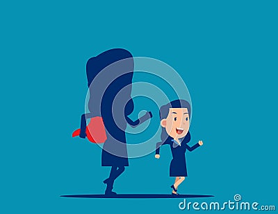 Business ambition. Shadow of confident Vector Illustration