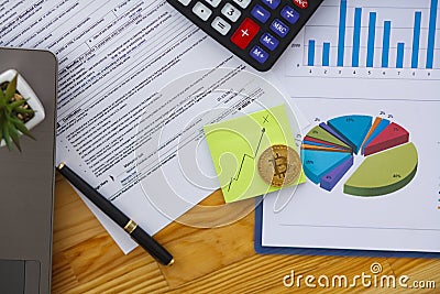 Business analysis - woman working with financial data charts at Editorial Stock Photo