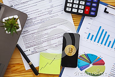 Business analysis - woman working with financial data charts at Editorial Stock Photo