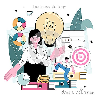 Business analyst. Financial operation optimization, marketing strategy Vector Illustration