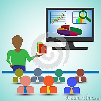 Business Analyst/Man Presenting the Reports, charts and graphs and showing the data analytics Stock Photo
