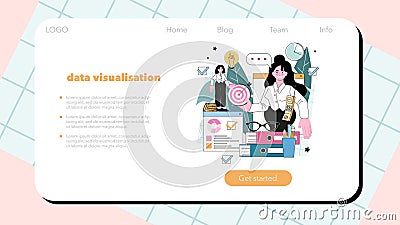 Business analyst web banner or landing page. Financial operation Vector Illustration