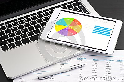 Business analytic with tablet pc Stock Photo