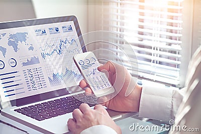 Business analytics dashboard technology on screen, financial operations statistics KPI Stock Photo