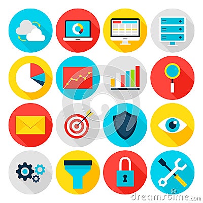 Business Analytics Flat Icons Vector Illustration