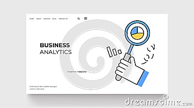 Business analytics landing page. Hand with diagram concept Cartoon Illustration