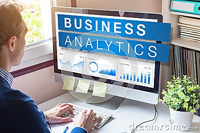 Business analytics and metrics for strategic decisions based on insights, data mining and modeling technology, analyst businessman Stock Photo