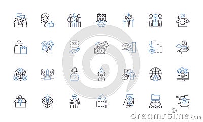 Business analytics line icons collection. Data, Insights, Metrics, Performance, Analysis, Trends, Forecasting vector and Vector Illustration