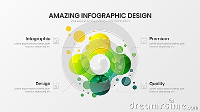 Business analytics presentation vector illustration template. 4 option colorful fresh organic statistics infographic design layout Vector Illustration