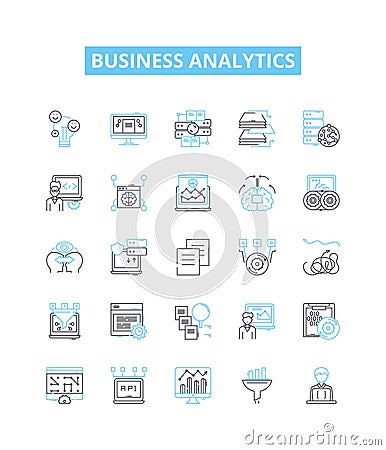 Business analytics vector line icons set. Business, Analytics, Data, Intelligence, Decision, Analysis, Modeling Vector Illustration