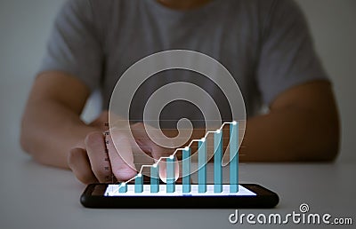 Business analyze graphs with t technology development pointing graph corporate to success and growing plan concept Stock Photo