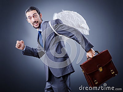 Business angel with money Stock Photo