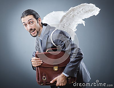 Business angel with money Stock Photo