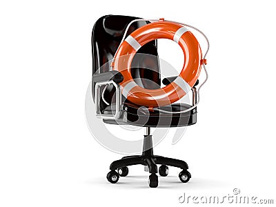 Business armchair with life buoy Stock Photo