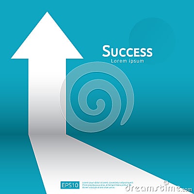 business arrow target direction concept to success. Finance growth vision stretching rising up. banner flat style vector Vector Illustration