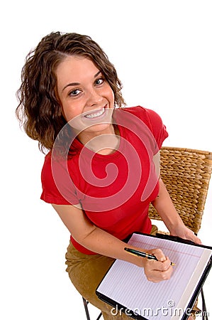 Business Assistant ready to take notes or dictation Stock Photo