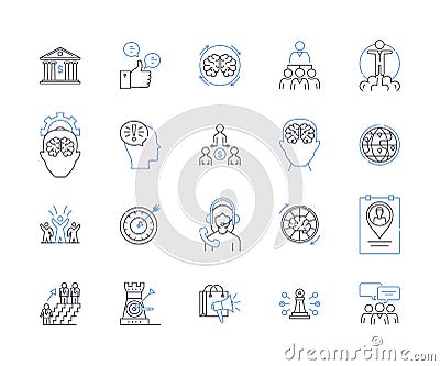 Business association outline icons collection. Association, Business, Network, Group, Forum, Alliance, Guild vector and Vector Illustration