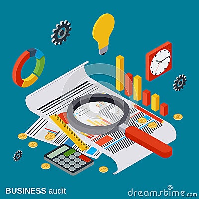 Business audit, analytics, report, financial statistic vector concept Vector Illustration