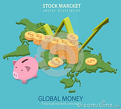 Business audit, financial analytics, statistics flat isometric vector concept. Vector Illustration