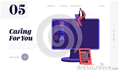 Business Audit Website Landing Page. Consulting Auditor Auditing Financial Report Data of Company Balance Statement Vector Illustration