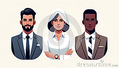 Business Avatars in Minimalistic Flat Design AI Generated Cartoon Illustration