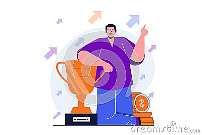 Business award modern flat concept for web banner design. Vector Illustration