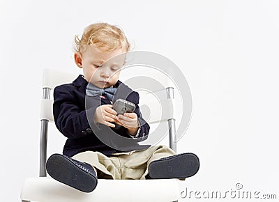 Business baby with phone Stock Photo