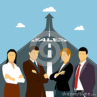 Business a background,group businessmen on a way to success Vector Illustration