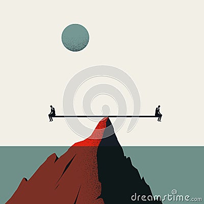 Business balance, difference vector concept. Symbol of contrast, different opinion, direction. Minimal illustration. Vector Illustration