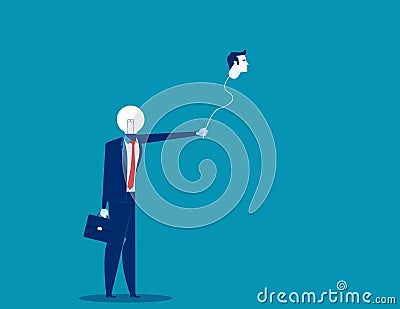 Business with balloon head. Concept business vector illustration. Holding, Human body part Vector Illustration