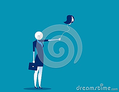 Business with balloon head. Concept business vector illustration. Holding, Human body part Vector Illustration