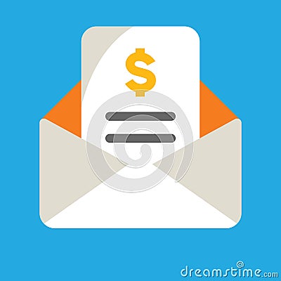 Business, Banking and Finance icon, mailbox showing invoice with dollar currency on screen above it Vector Illustration