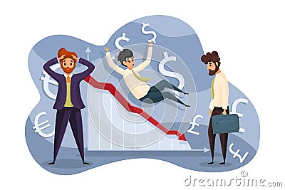 Business, bankruptcy, crisis, finance, depression, economy, mental stress concept Vector Illustration