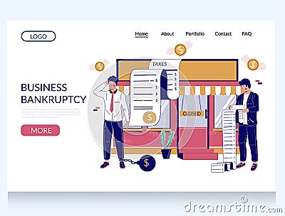 Business bankruptcy vector website landing page template Vector Illustration