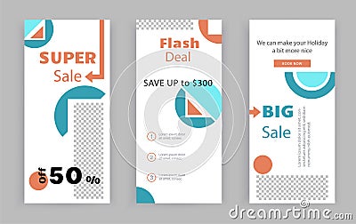 Business banners. Social Media Design. Template vector. Abstract red turquoise geometry designe elements on white background Vector Illustration