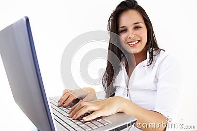 Business Beautiful Girl on laptop Stock Photo