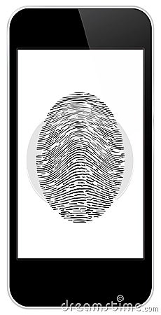 Business Black Smart Phone With Fingerprint Access Vector Illustration