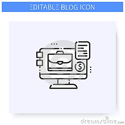 Business blog line icon. Editable illustration Vector Illustration
