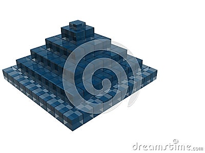 Business blue raytrace pyramid structure Stock Photo