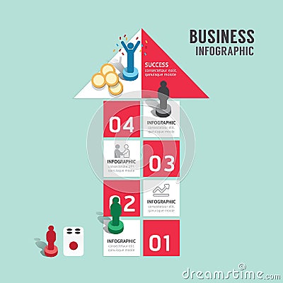 Business board game concept infographic step to successful,arrow shap vector illustration Vector Illustration